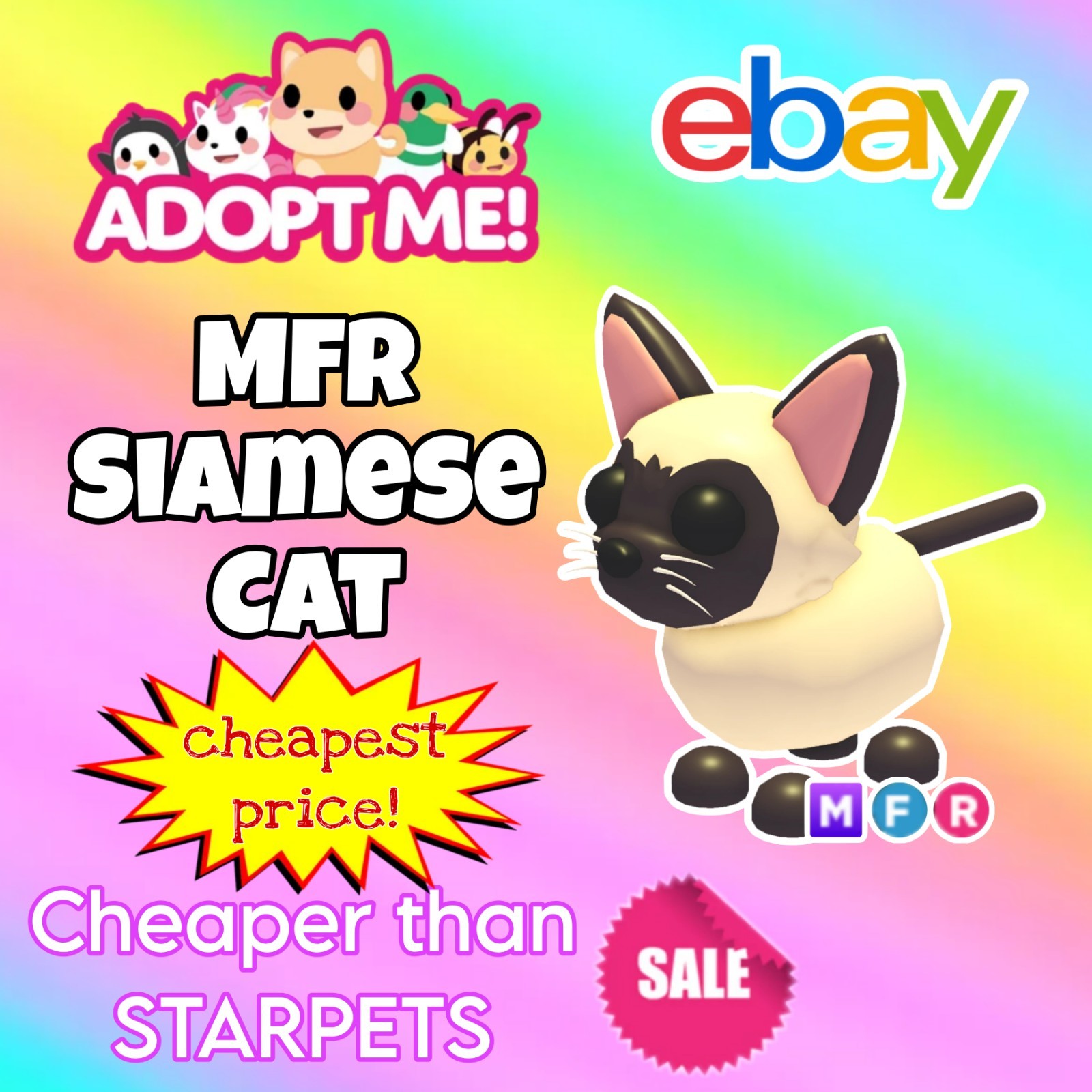 Adopt Me! MFR Siamese Cat In-Game Virtual Collectible Item/Asset