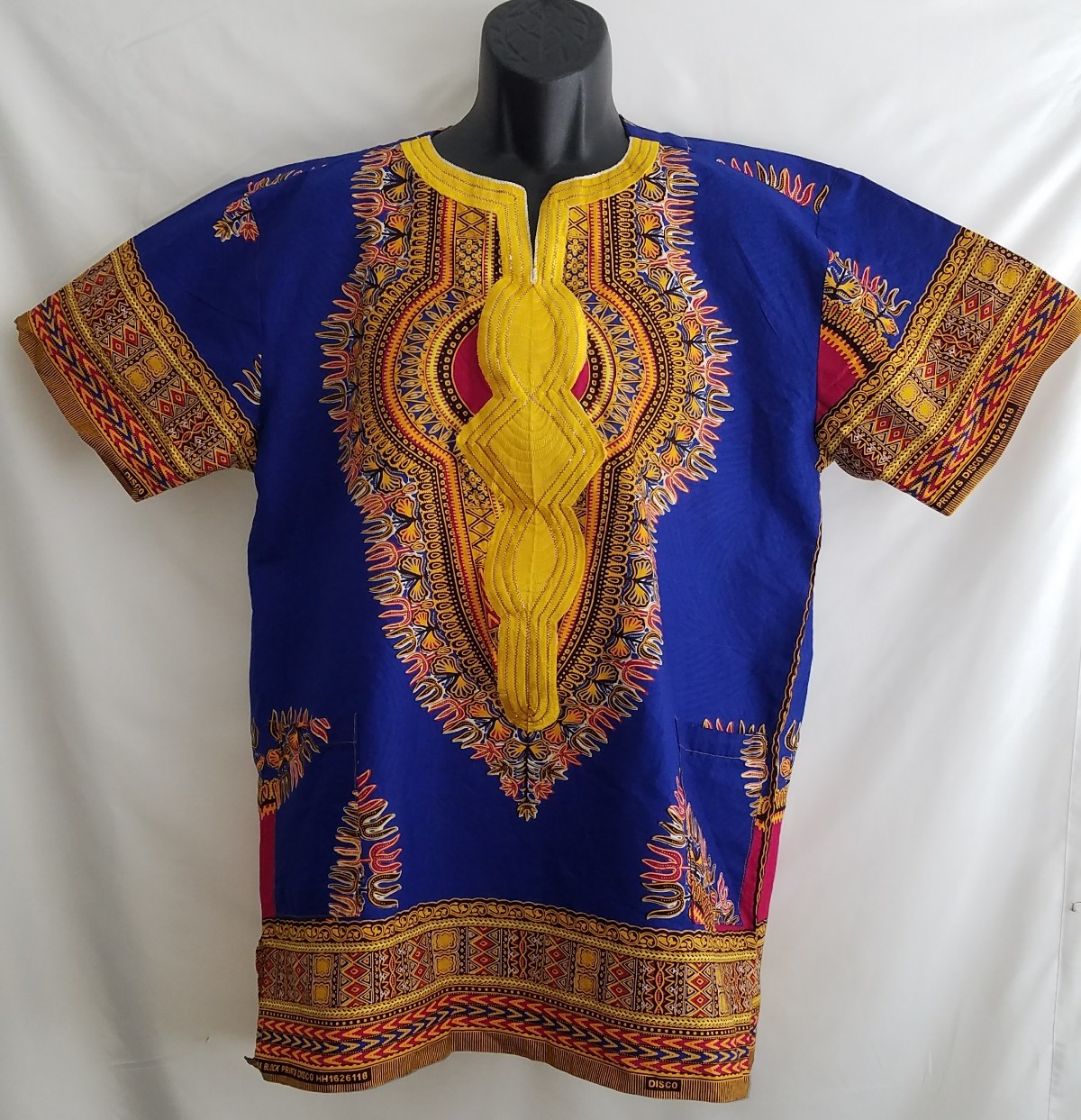 African  Blue Print  100%  Super Java Wax Dashiki Shirt