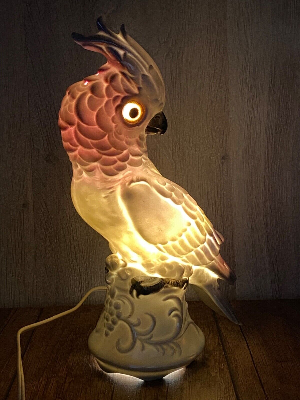 Porcelain Parrot Perfume Vintage Lamp Night Light Art Deco Soviet Era 50s