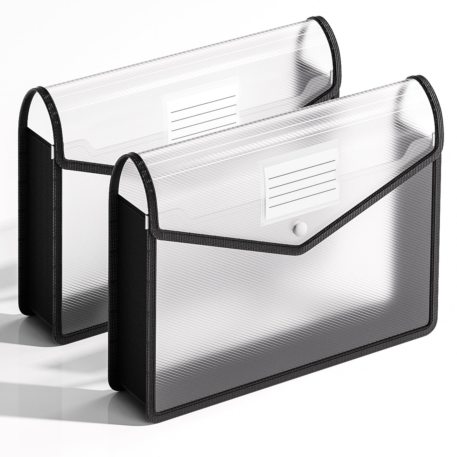 2 Pack Plastic Expanding File Folder, Transparent envelopes with Snap Closure...