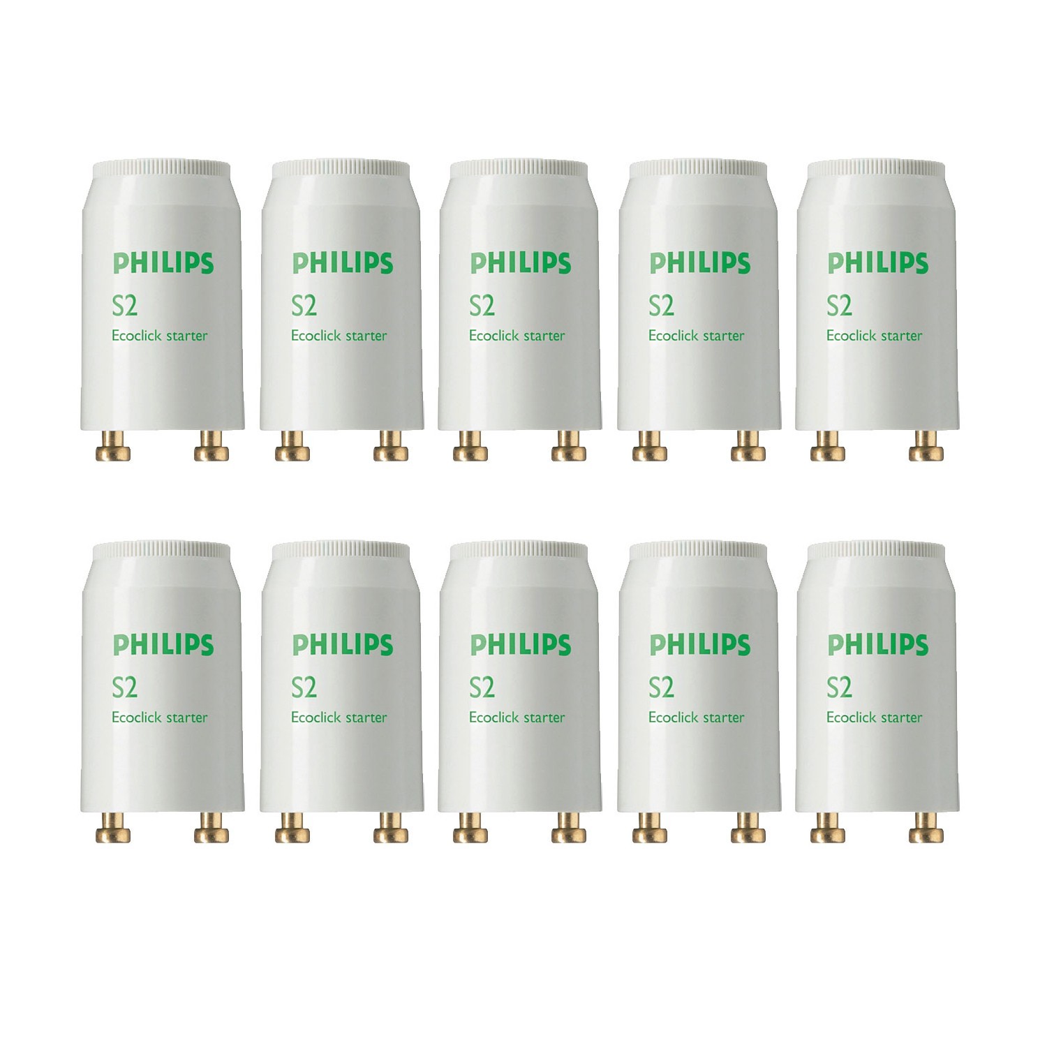 10 Pack -  Phillips S2 Fluorescent Lamp Starter 4-22 Watt Ballast Starter
