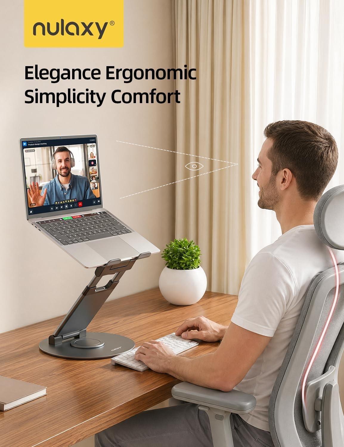 Telescopic 360 Rotating Laptop Stand for Desk Adjustable Height Swivel Pull O...