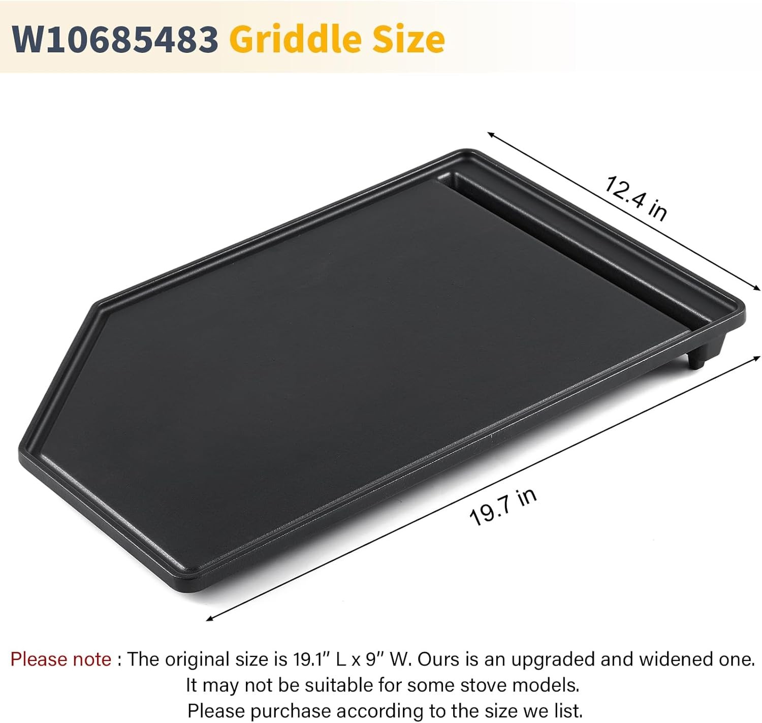 Griddle Replacement for Whirlpool AGC6540KFB00 WCG51US0DB00
