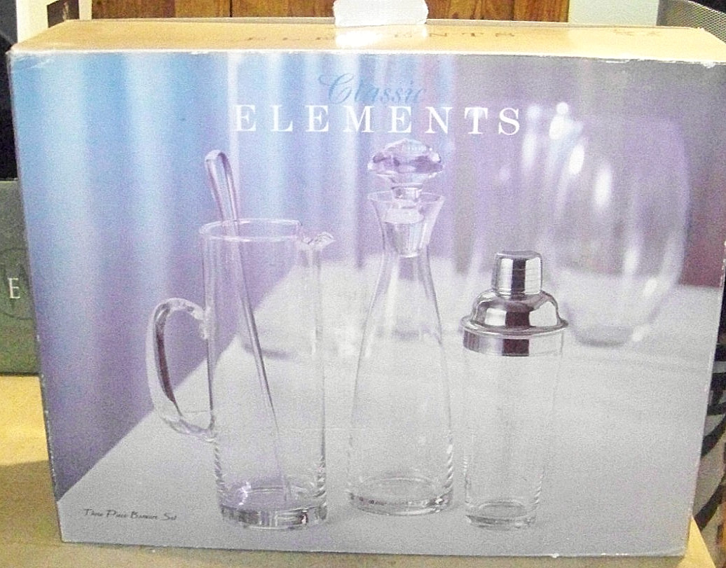 Classic Elements Set Of Three Clear Decanters in Original Box