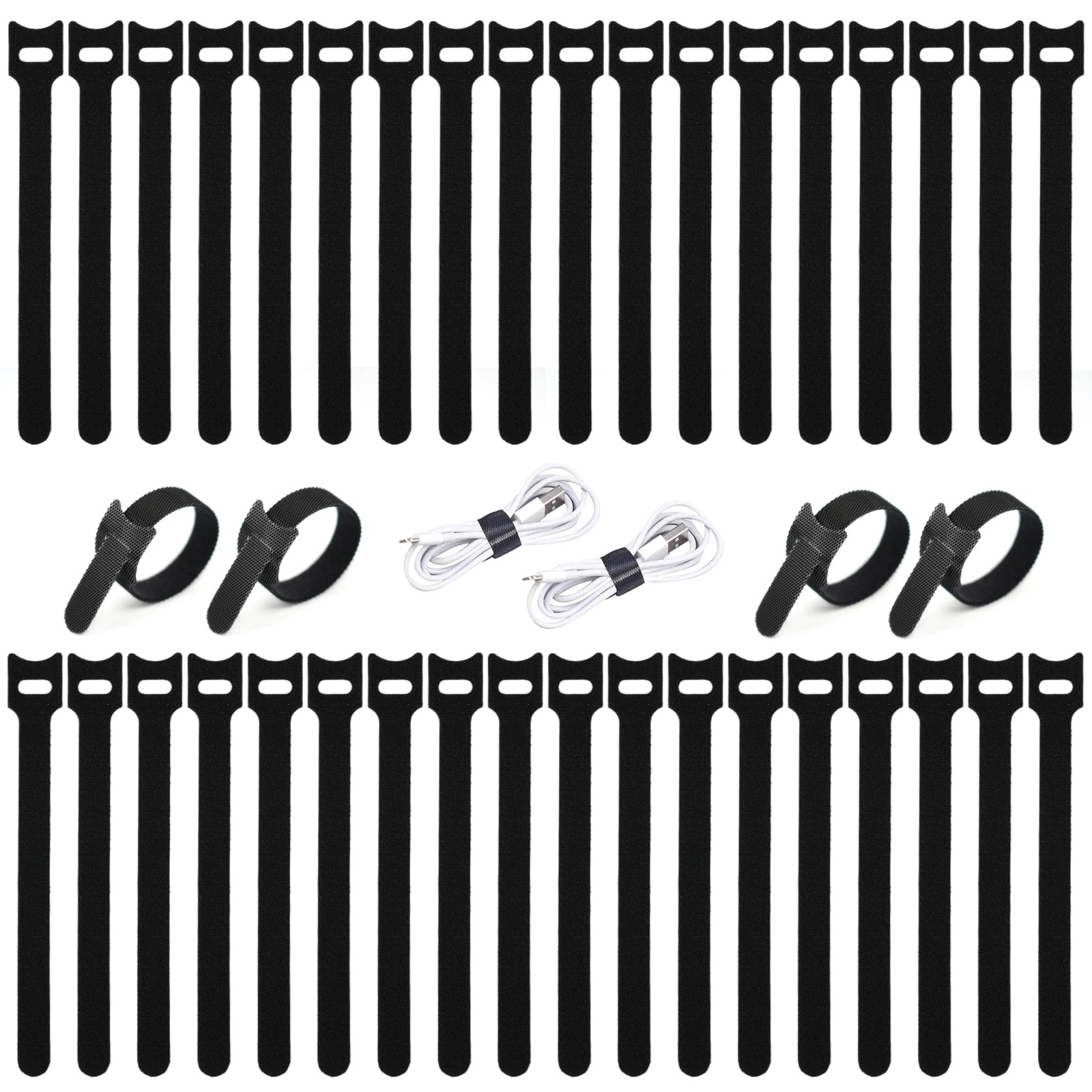 100 Pcs 6 Inch Reusable Cable Ties Black HeavyDuty for Cord Management