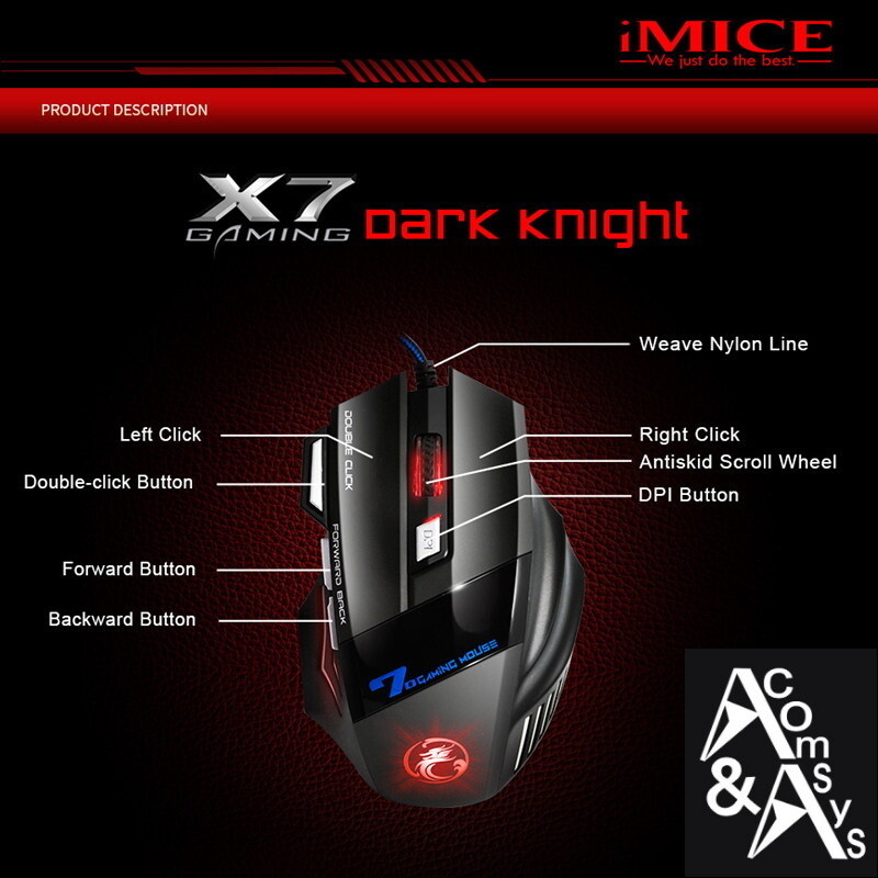 7 Button PC Gaming Mouse Illuminated Optical USB Gamer Mouse 2400DPI Computer #G