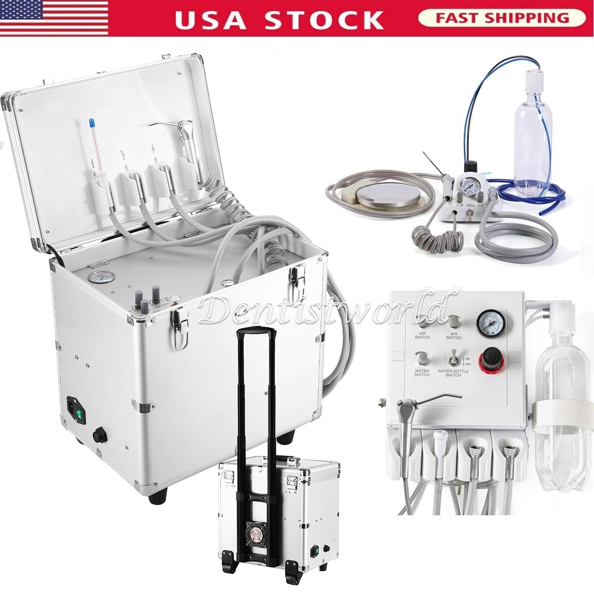 Portable Dental Turbine Unit 3 Way Syringe/Dental Delivery Unit Air Compressor