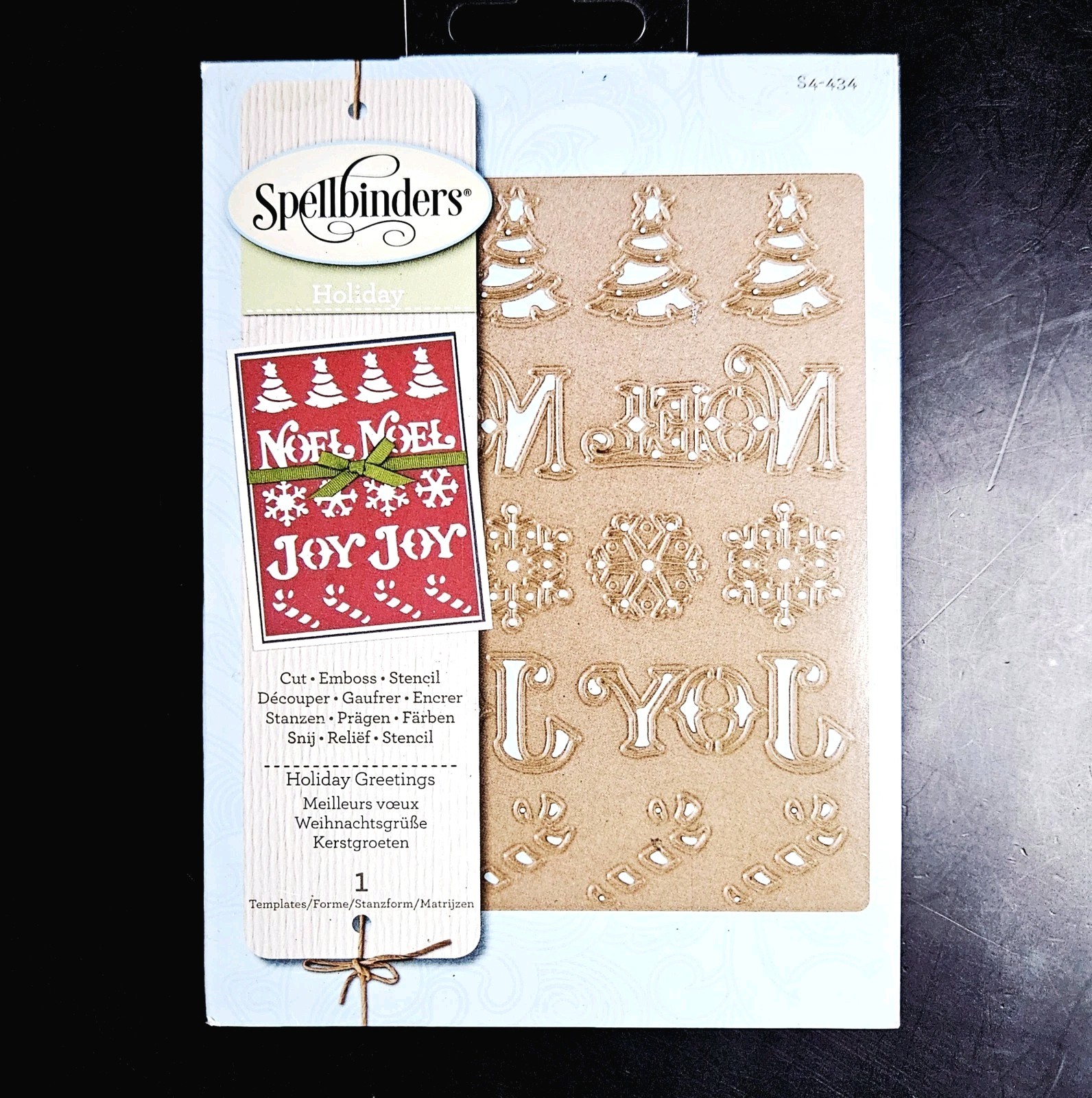 HOLIDAY GREETINGS CARD TOPPER Spellbinders Thin Die Background Christmas um599