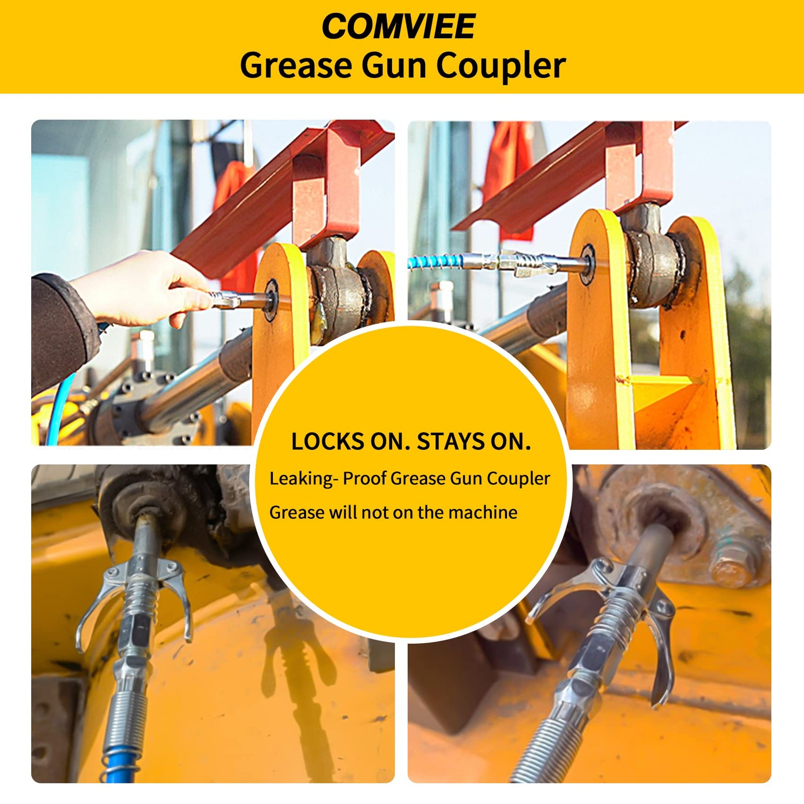 Grease Gun Coupler Double Handle Quick Lock Release Grease Tips Ends Couplers...