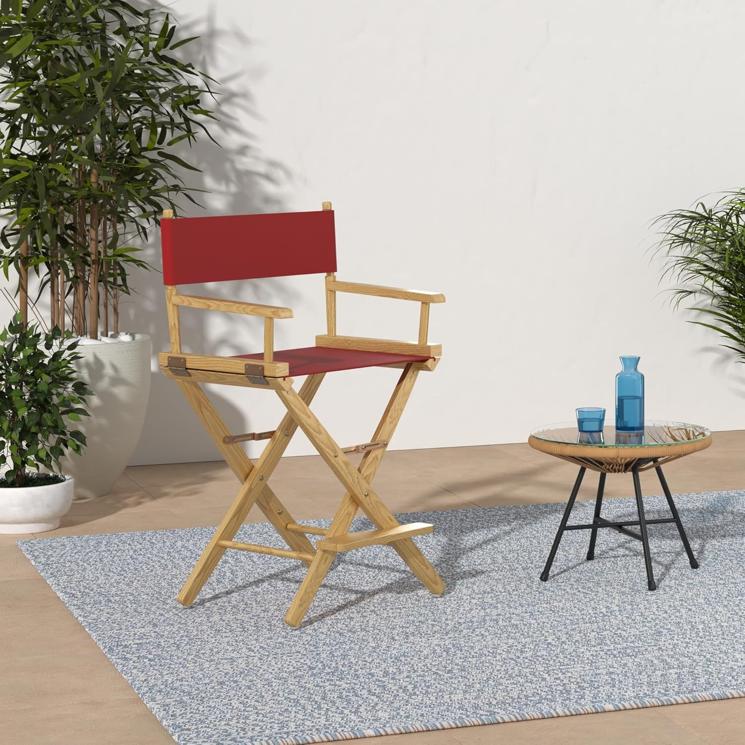 American Trails Extra-Wide Premium 24" Director'S Chair Natural Frame with Red C