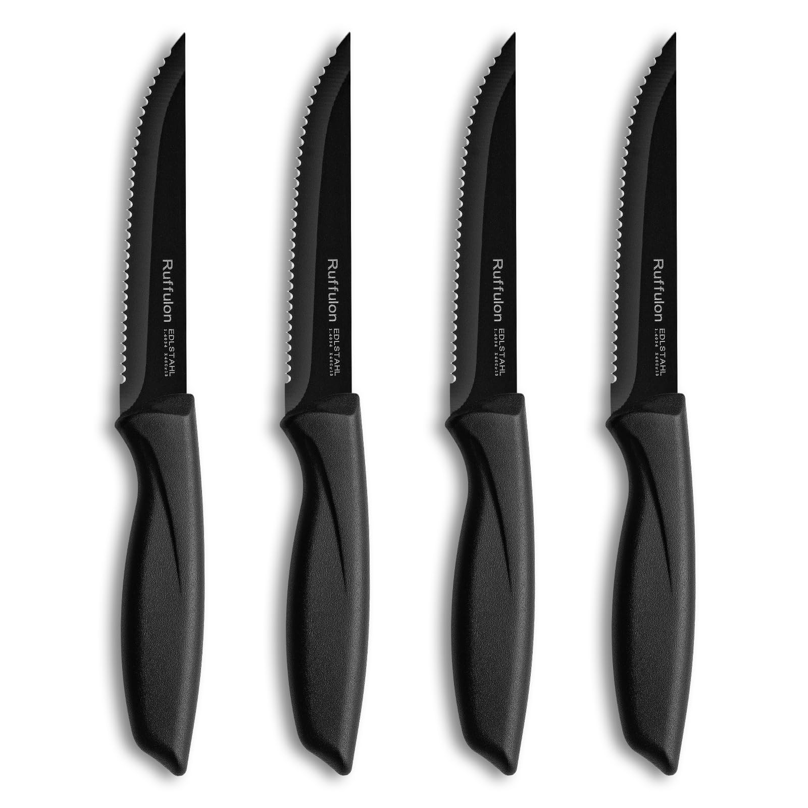 Ruffulon Steak Knives,Steak Knife Set of 4,Serrated Edge Stainless Steel Stea...
