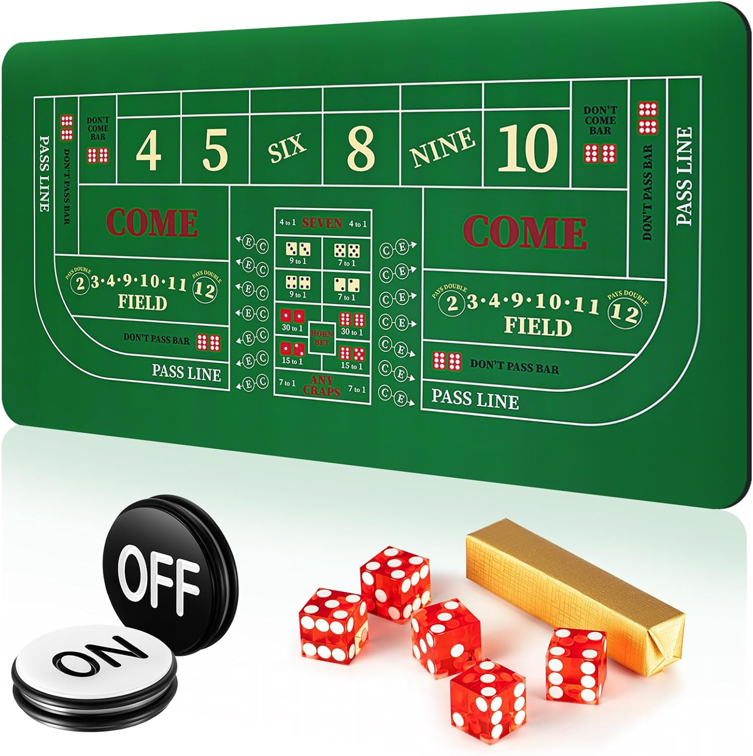 Craps Mat 70" X 35" Craps Table Top Set Craps Table Mat Craps Table Top Mat with
