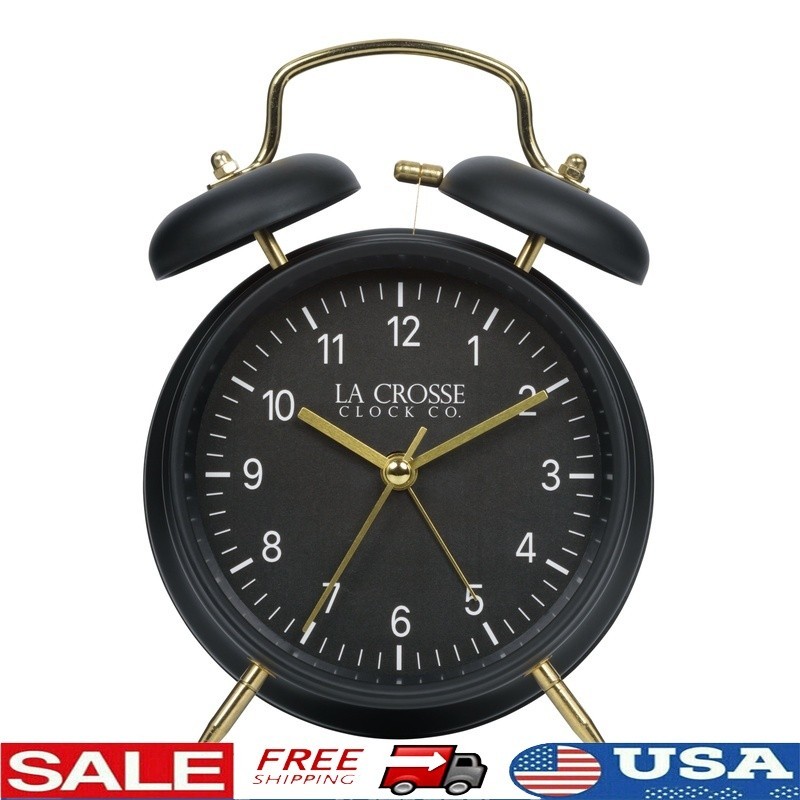 Modern Twin Bell Analog Quartz Alarm Clock Deep Sleep Metal Design Loud Sound US