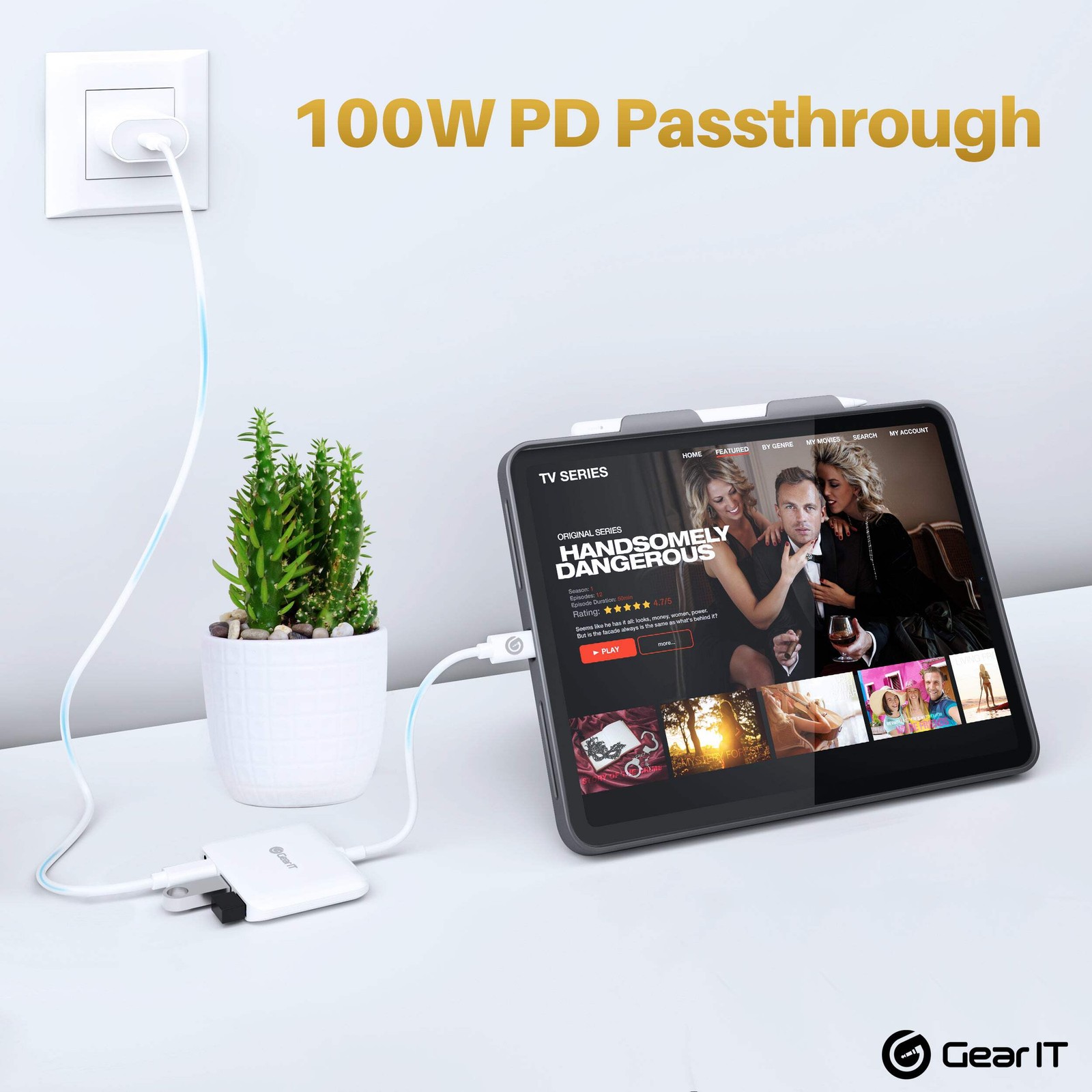USB C Type-C to 4K HDMI Adapter 100W PD Passthrough, Thunderbolt 3/4 Compatible