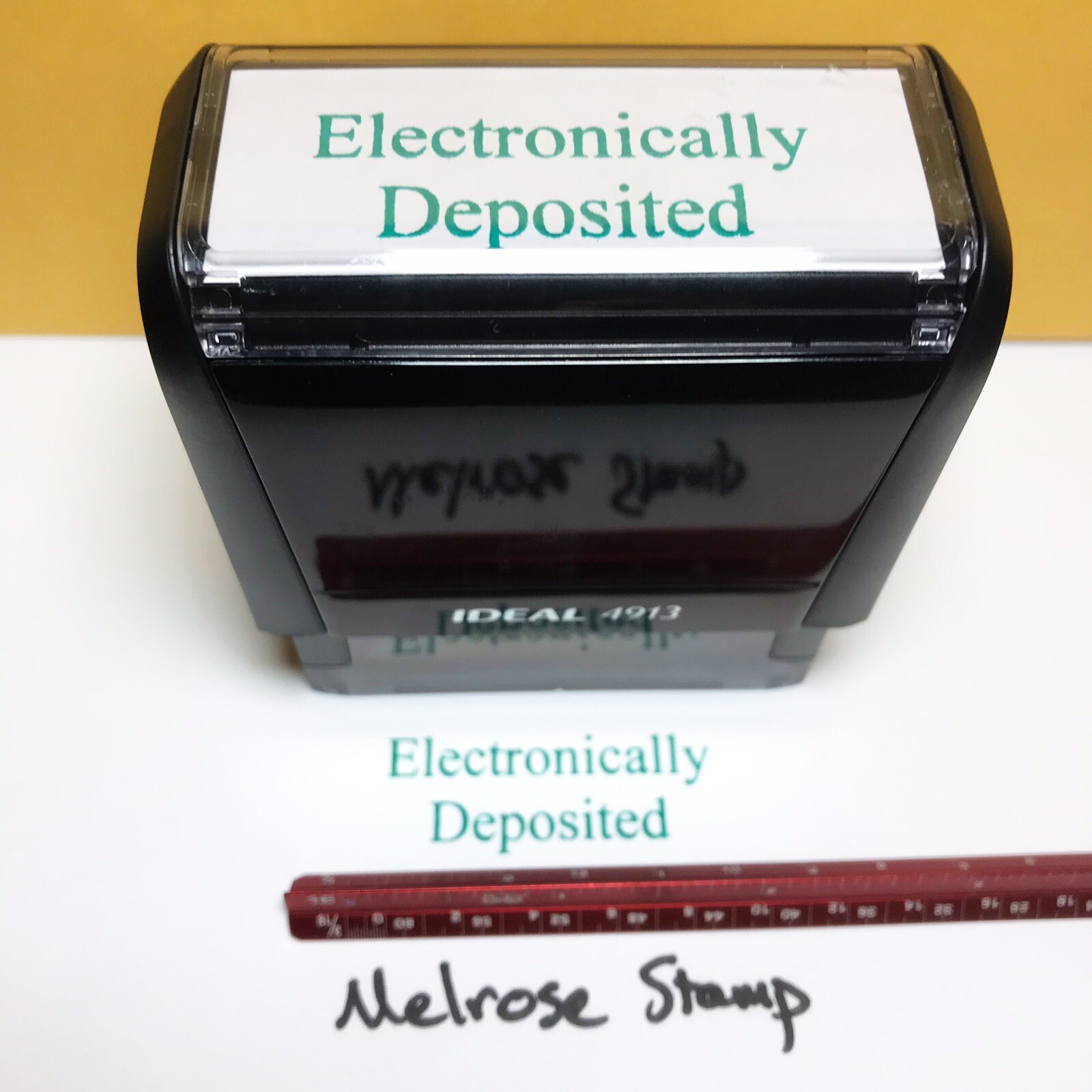 Electronically Deposited Rubber Stamp Green Ink Self Inking Ideal 4913