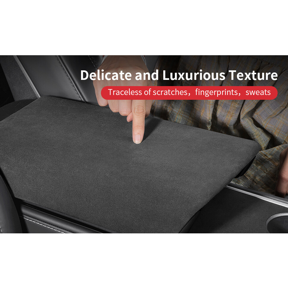 Alcantara Center Console Armrest Cover Protector Pad Fits for Tesla Model 3 Y