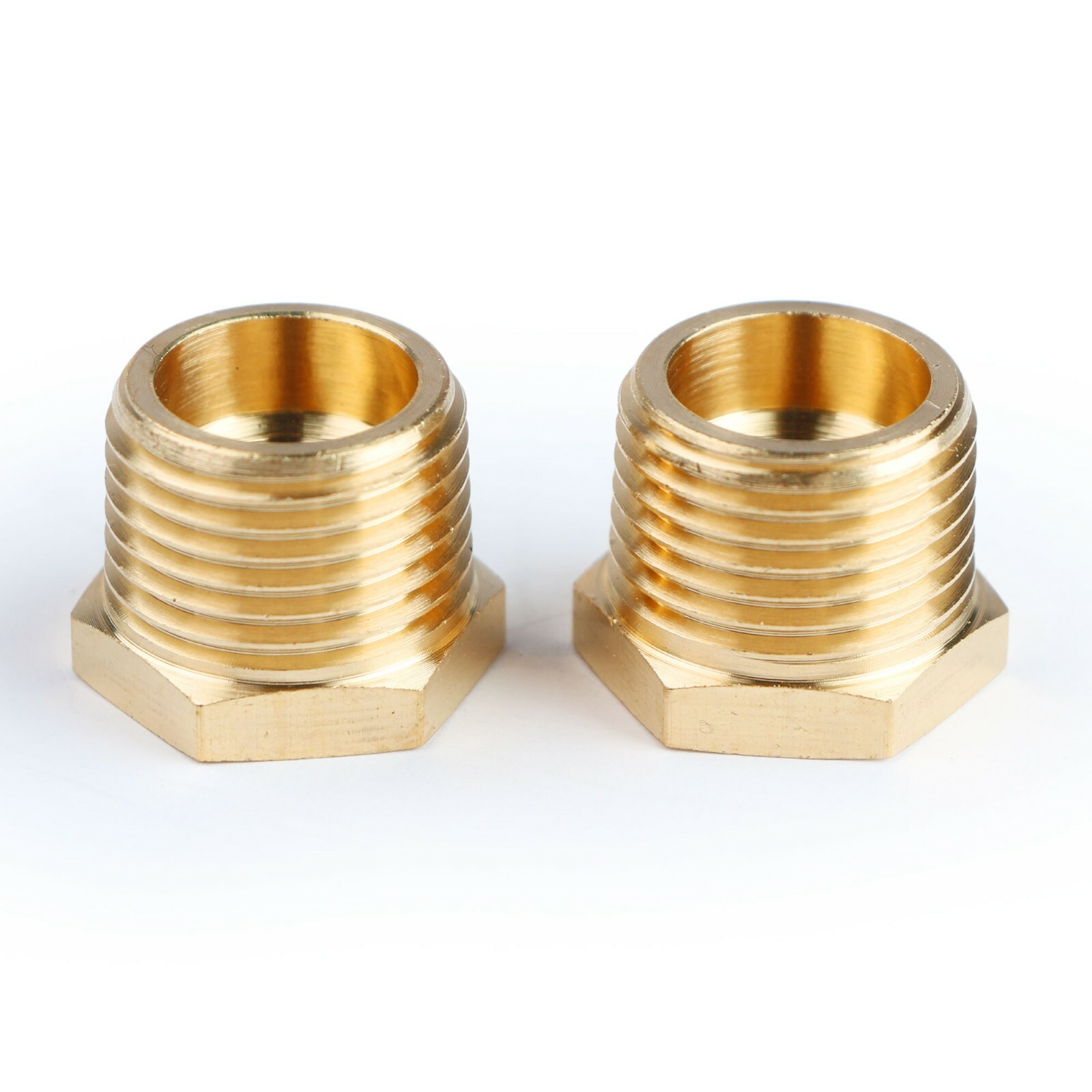 U.S. Solid 2pcs Brass Pipe Fitting Reducer Bushing, MNPT 1/2" x FNPT 1/8"
