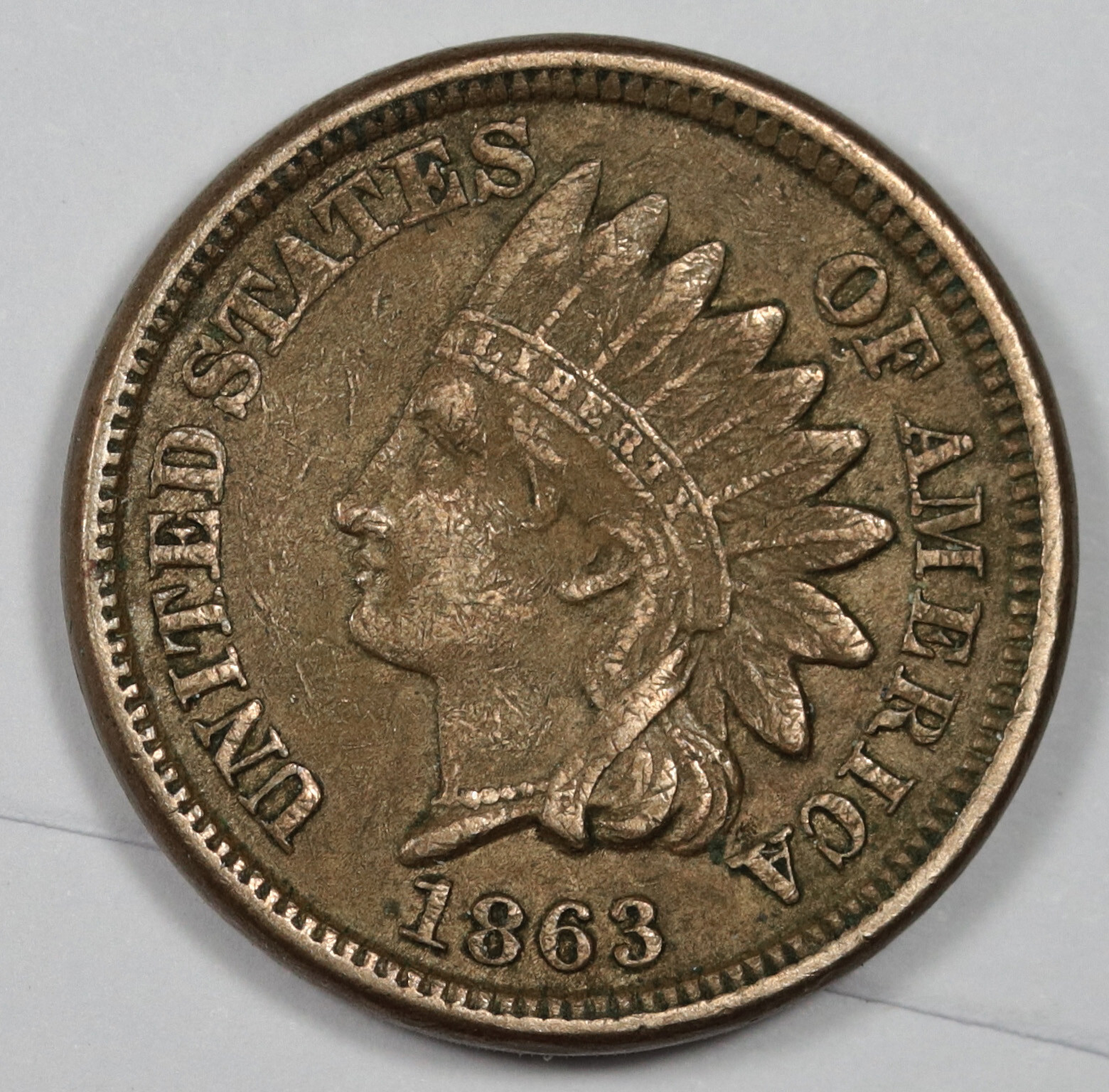 1863 Indian Head Cent.  Natural Uncleaned.  XF.  184051