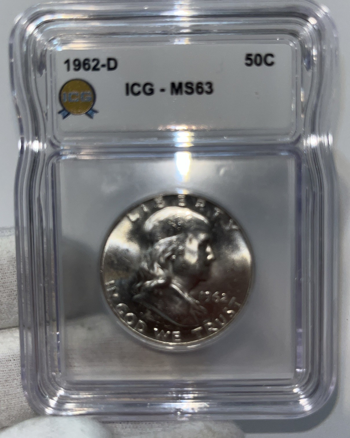 1962-D Franklin Half Dollar ICG MS63 Free Shipping