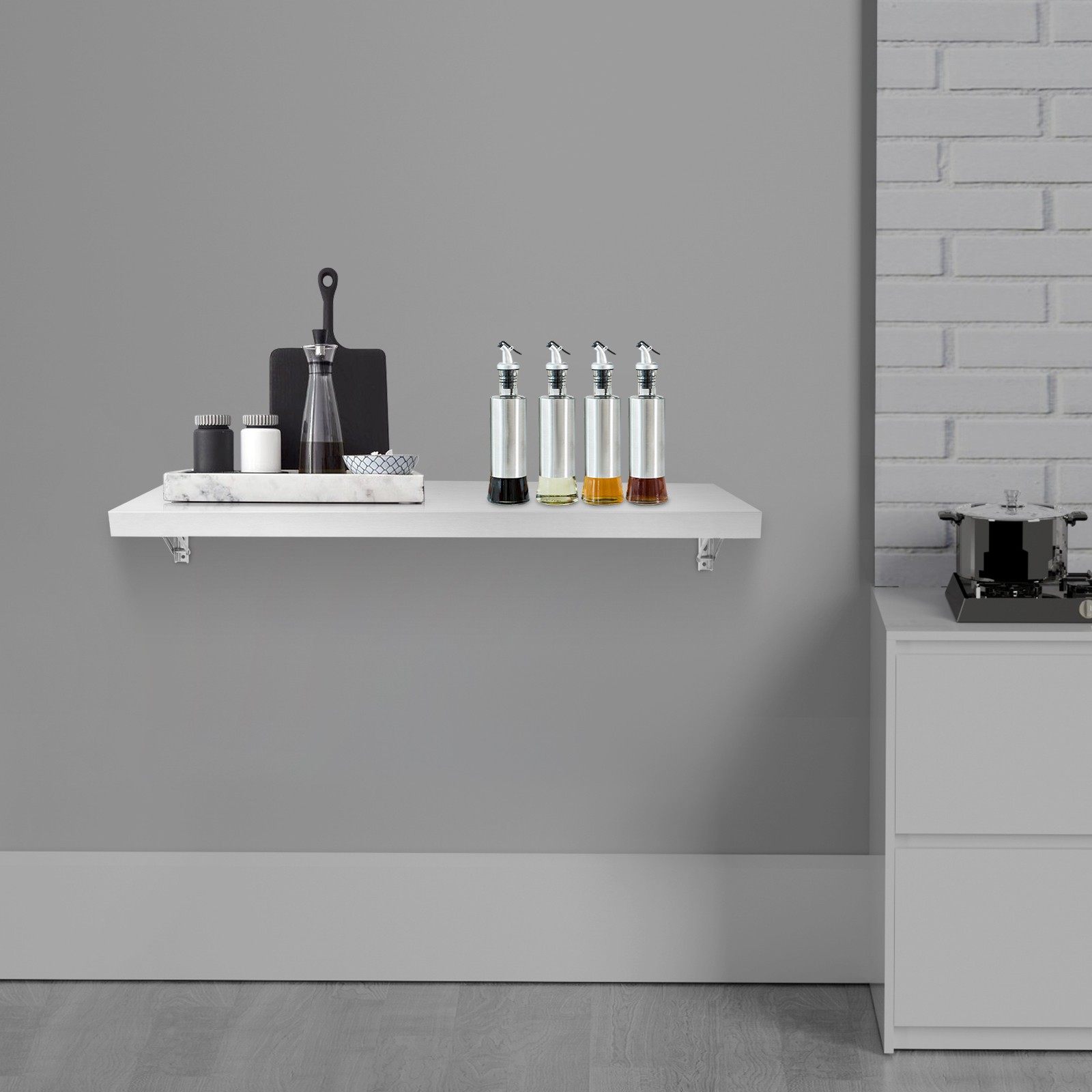 Wall-mounted Folding Shelf For Small Spaces Stainless Steel Folding Table