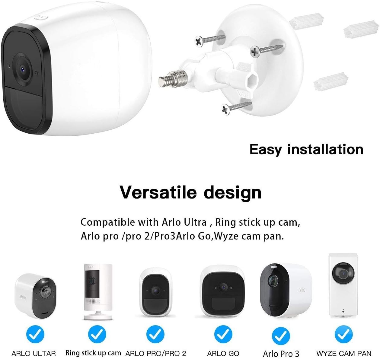 Rotatable Wall Mount for Arlo Essential & eufy Cameras - Waterproof Design