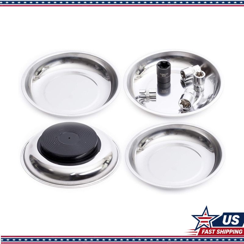 Magnetic Bowl Set 4Pc, Round 6, Screws, Nuts, Bolts, Small Parts, Pins, Size: 6"