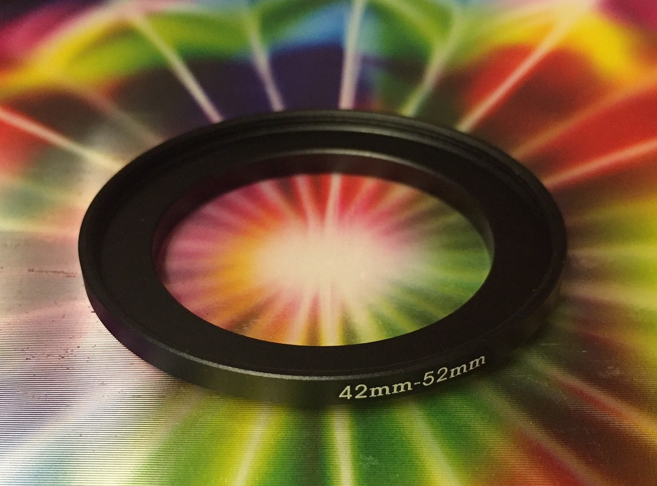 1(one) Step-Up Filter Ring-Adapter Black METAL 42mm to 52mm 42-52 mm M42-F52 mm
