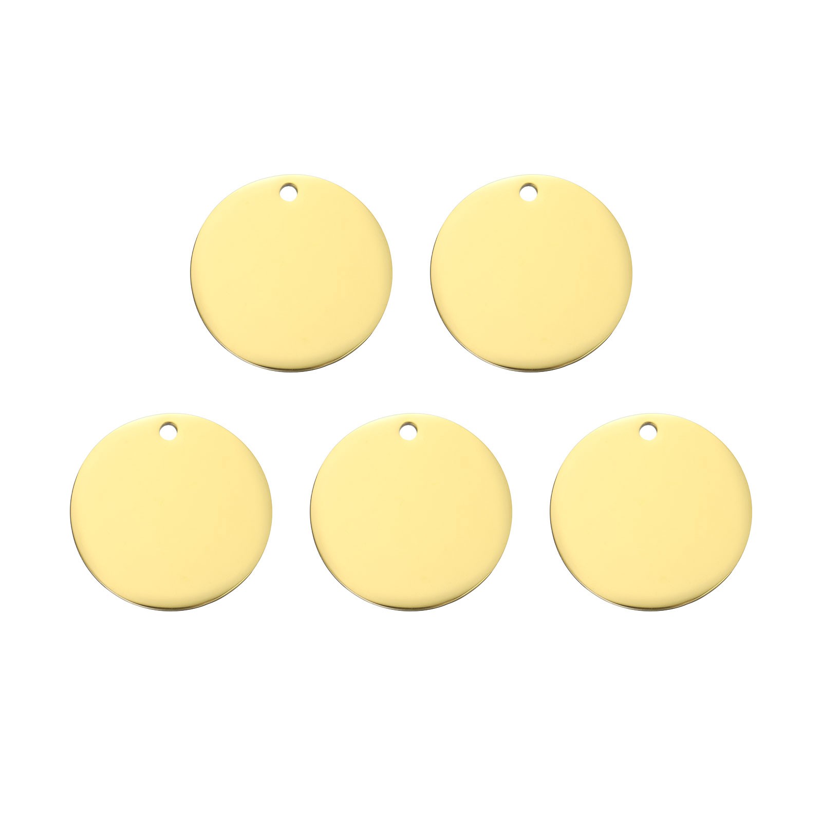 5 Pcs Round Stainless Steel Tags 25mm Circle Stamping Polished Blanks, Gold
