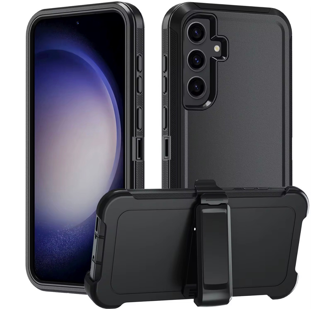 Rugged Defender Case for Samsung Galaxy S24FE 5G with (Belt clip Fits OtterBox)