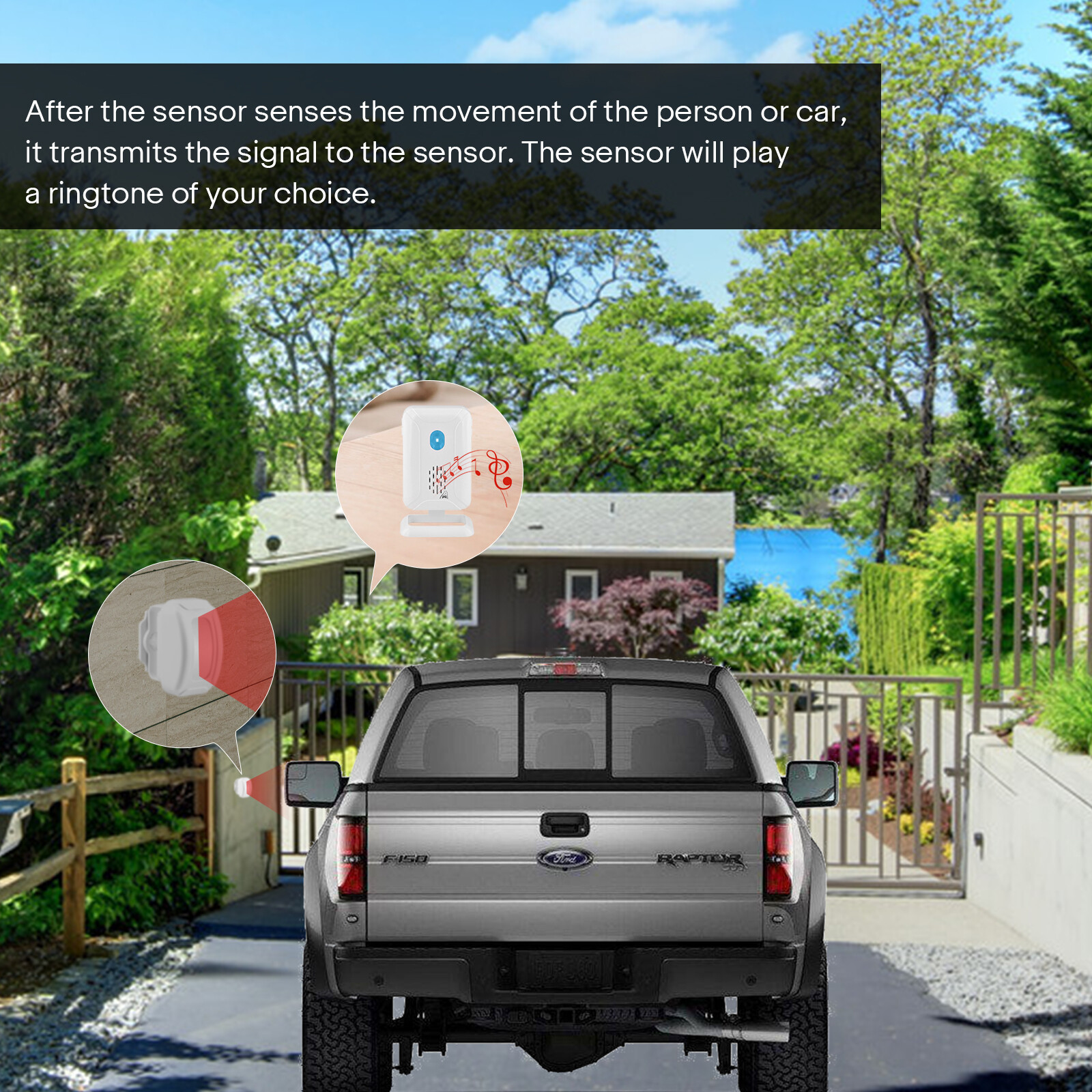 Driveway Alarm Wireless Outside DIY Security Alert System Waterproof Long Range