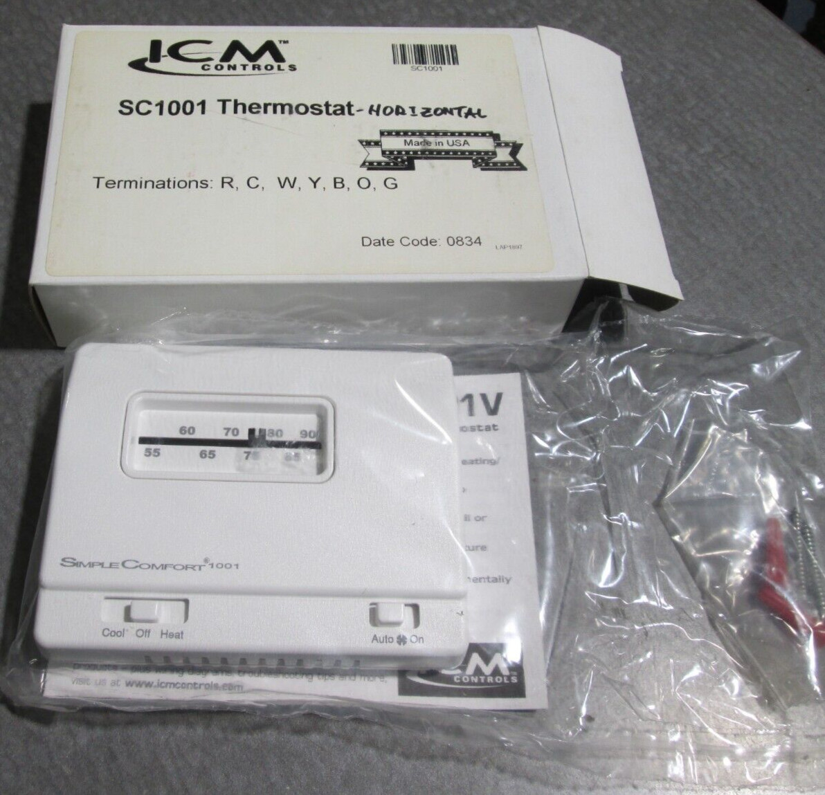 ICM CONTROLS SC1001 HEATING-COOLING  Thermostat NEW HORIZONTAL ANALOG FREE SHIP