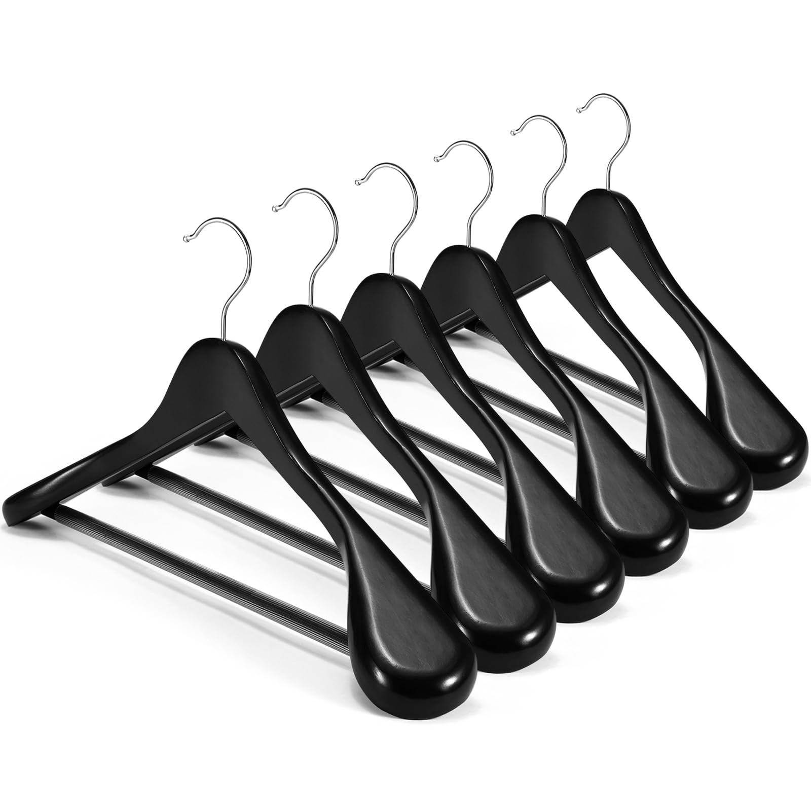 High-Grade Suit Hangers, Wide Shoulder Wooden Hangers with Non Slip Pants Bar...