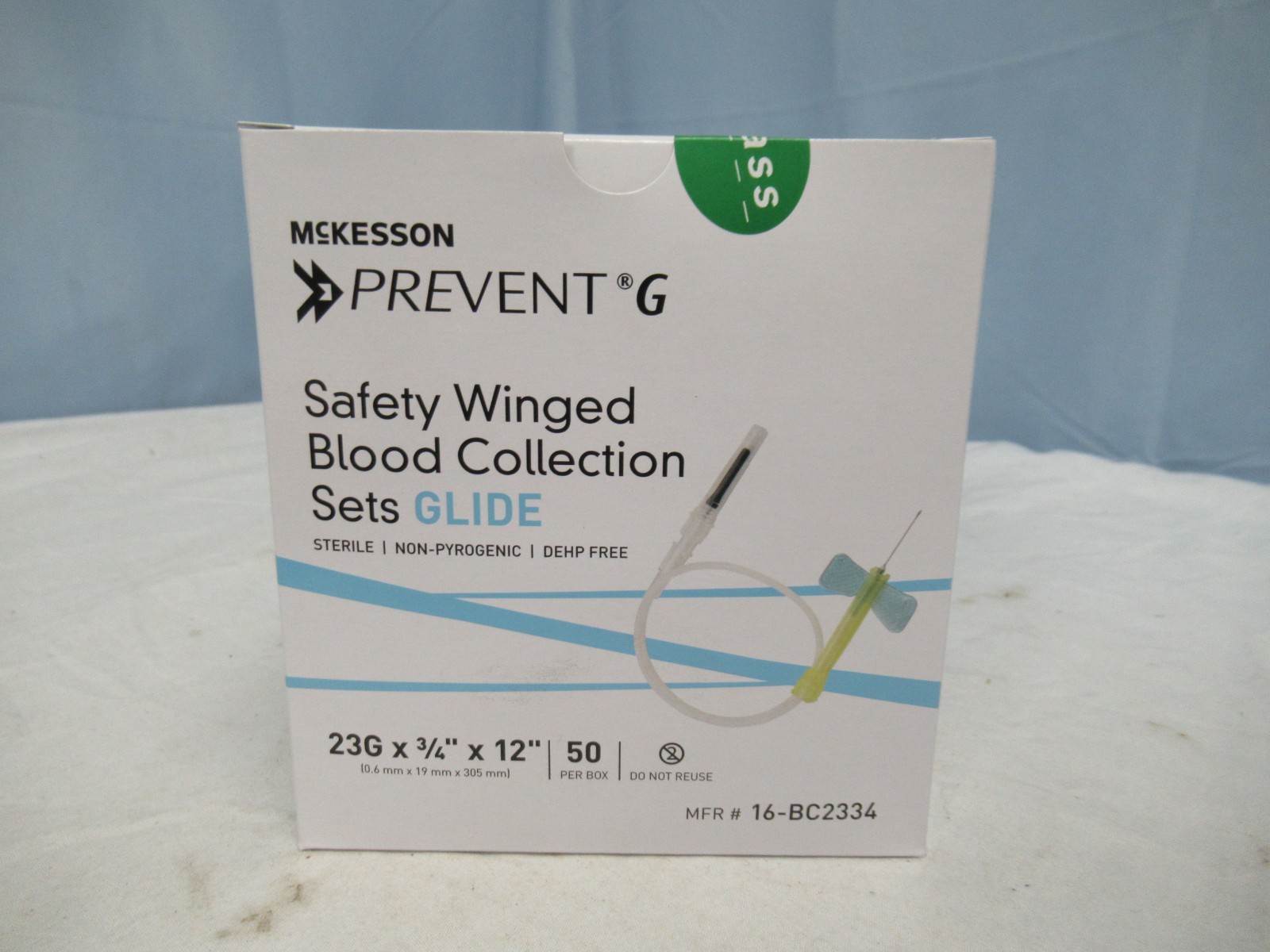 16-BC2334 Safety Blood Collection Set GLIDE 23G x 3/4" x 12" Tubing 50 Pack (P3)