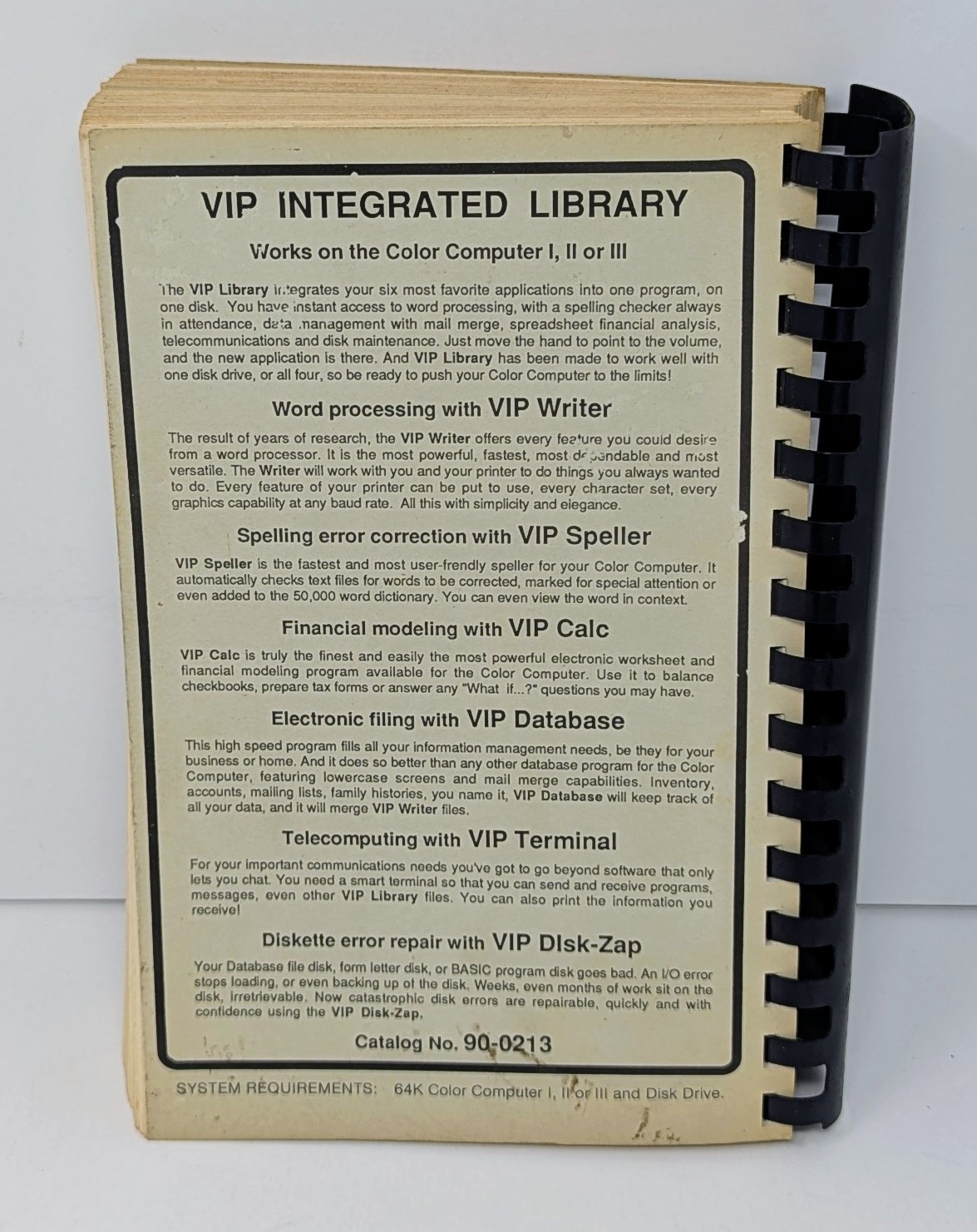 VIP Integrated Library - TRS-80 Tandy CoCo - w/ Manual & Note From Paul Anderson