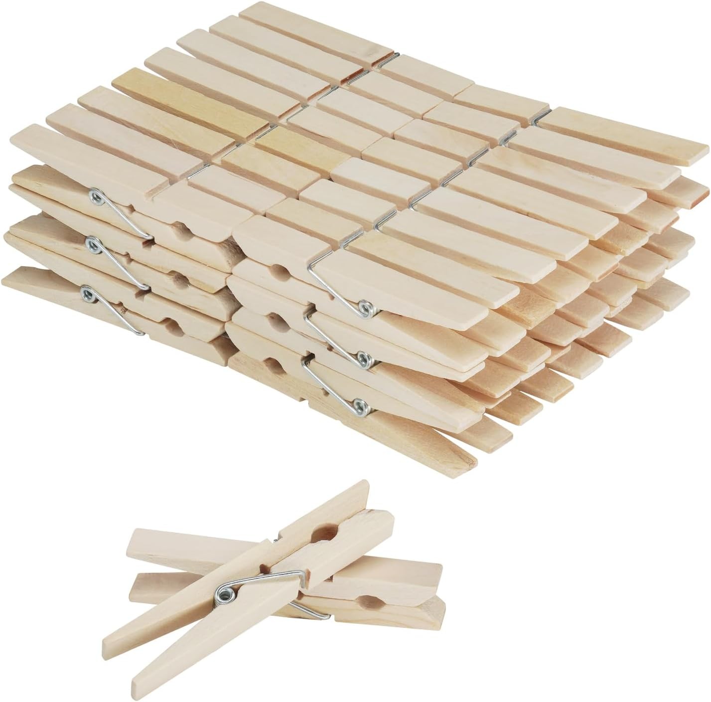 Wooden Clothes Pins,50 Pack, 2.9 Inch, Large Natural Birchwood Wood