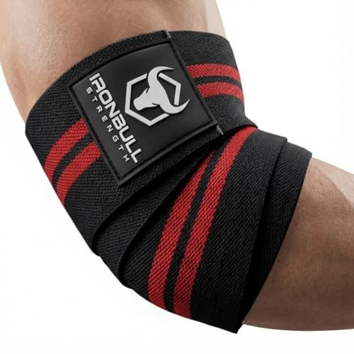 Elbow Wraps for Weightlifting (1 Pair) - 50" Elastic Elbow Braces for Black/Red