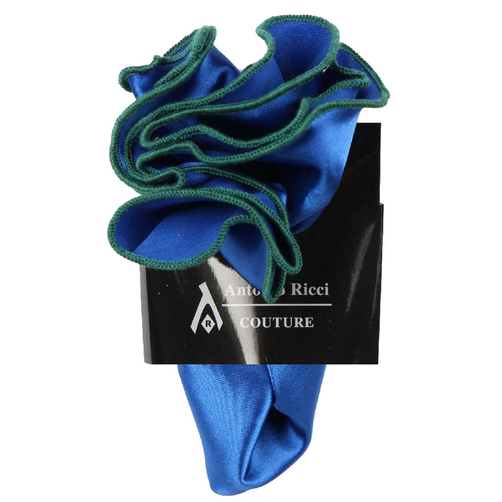 Antonio Ricci Pocket Round Hanky Royal With Green Trim Formals Proms Weddings