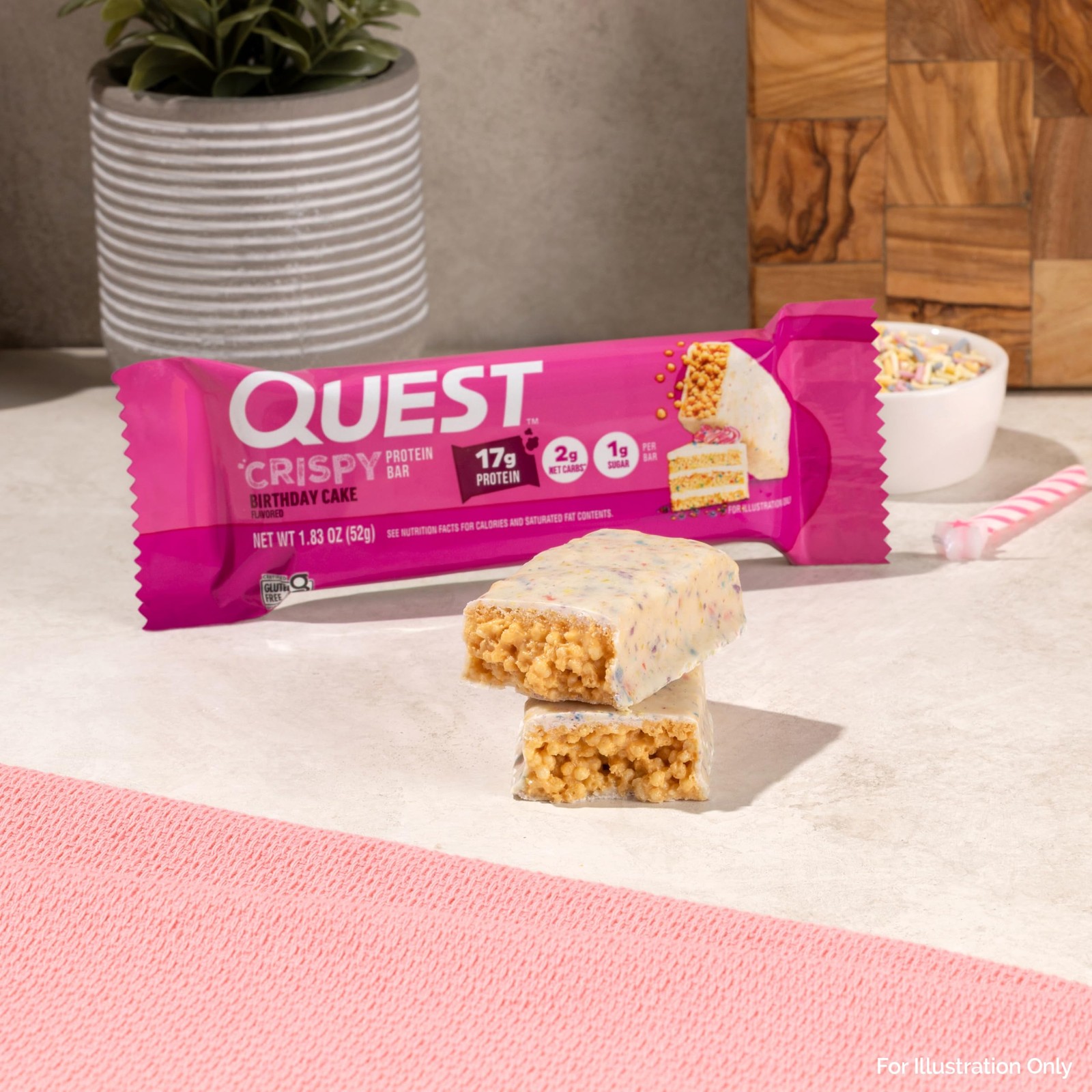 Quest Nutrition Crispy Birthday Cake Protein Bar, 17g Protein, 12 12 Count