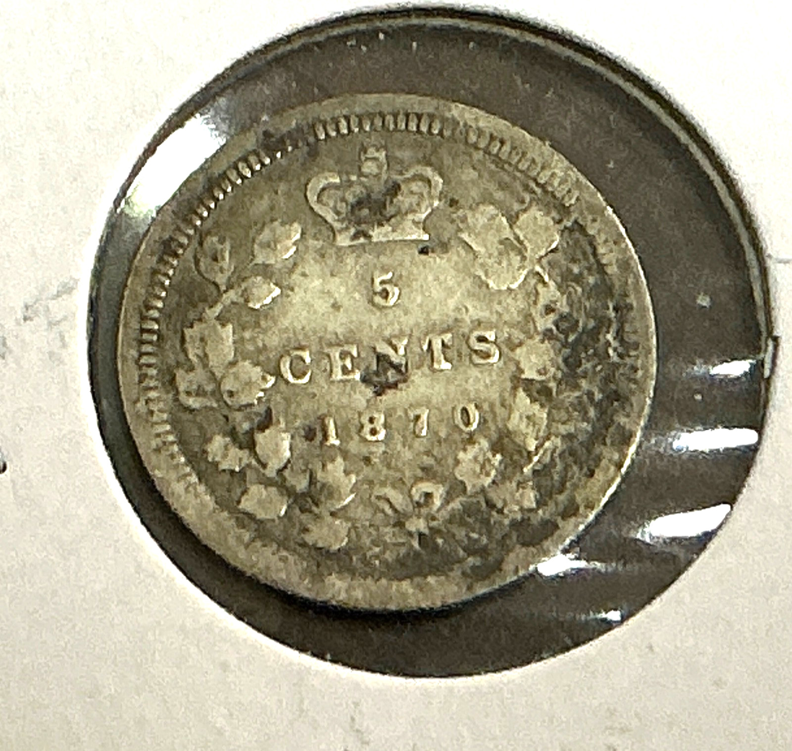 1870 Canada 5 Cent Silver, .925 Silver - VF.