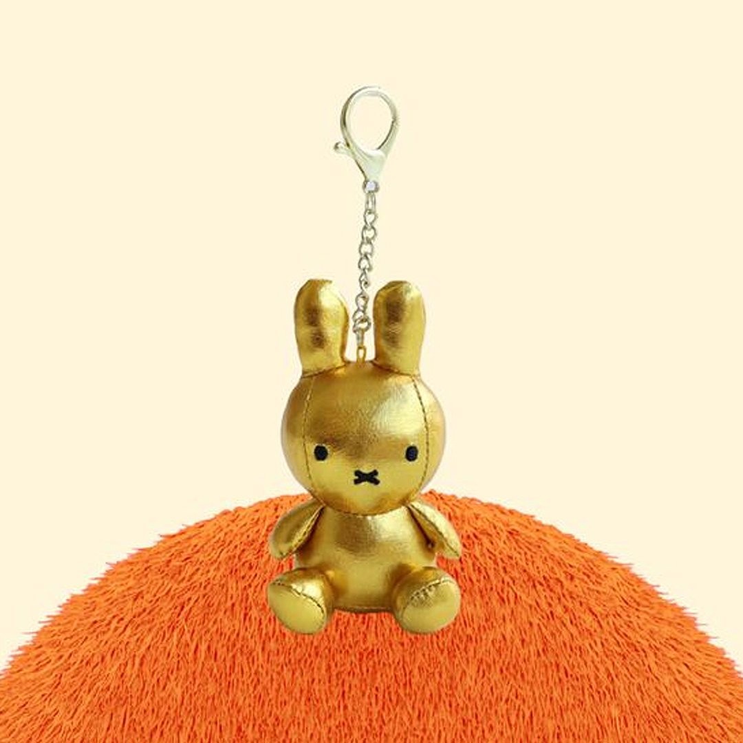 Miffy Silver and Gold Mascot Plush Keychain Clip-On Bag Clip Stuffed Animal