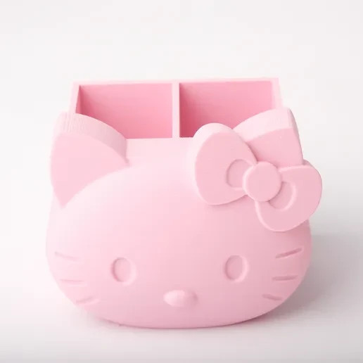 3D Printed Hello Kitty Desk Organizer – Cute Pink Pen Holder