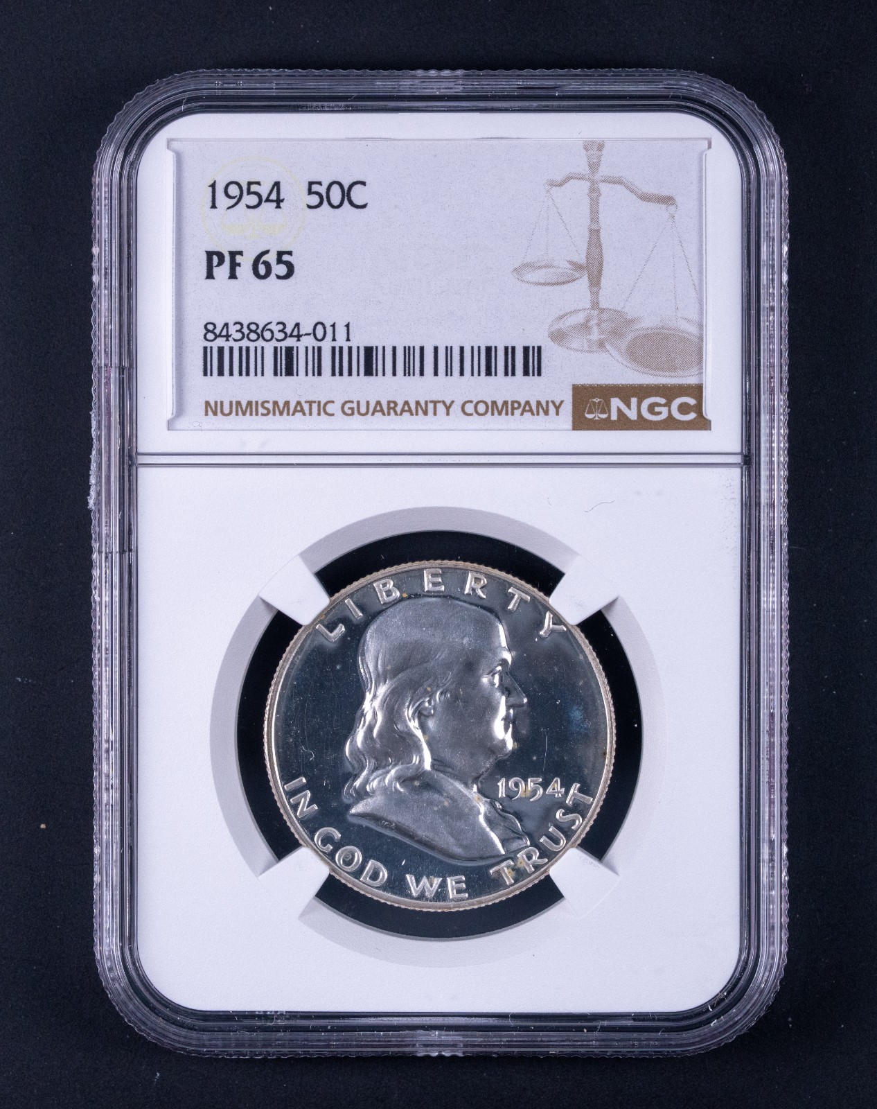 1954 Silver Proof Franklin Half Dollar 50c NGC PF65 WB011