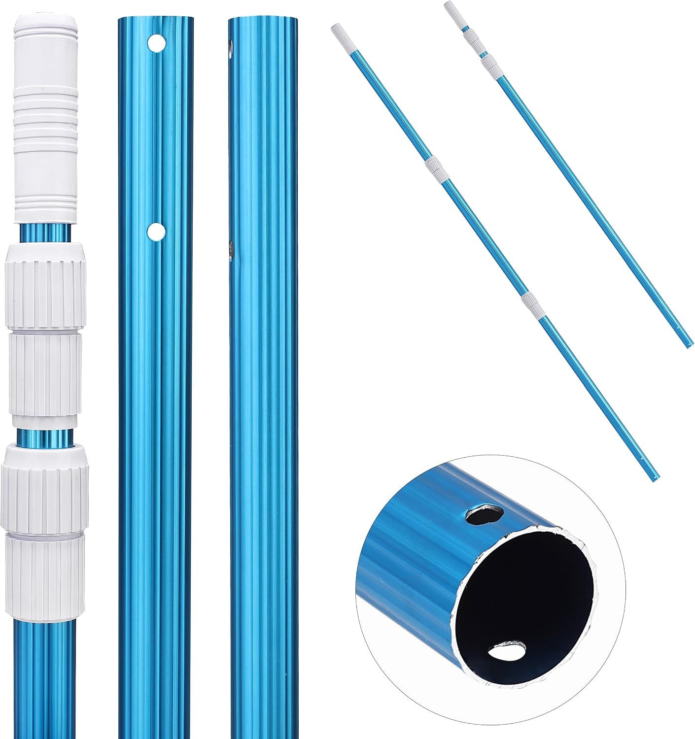 UNCO- Telescopic Pool Pole, 12 Ft, Adjustable 3Pc Expandable Cleaning Pole | Poo