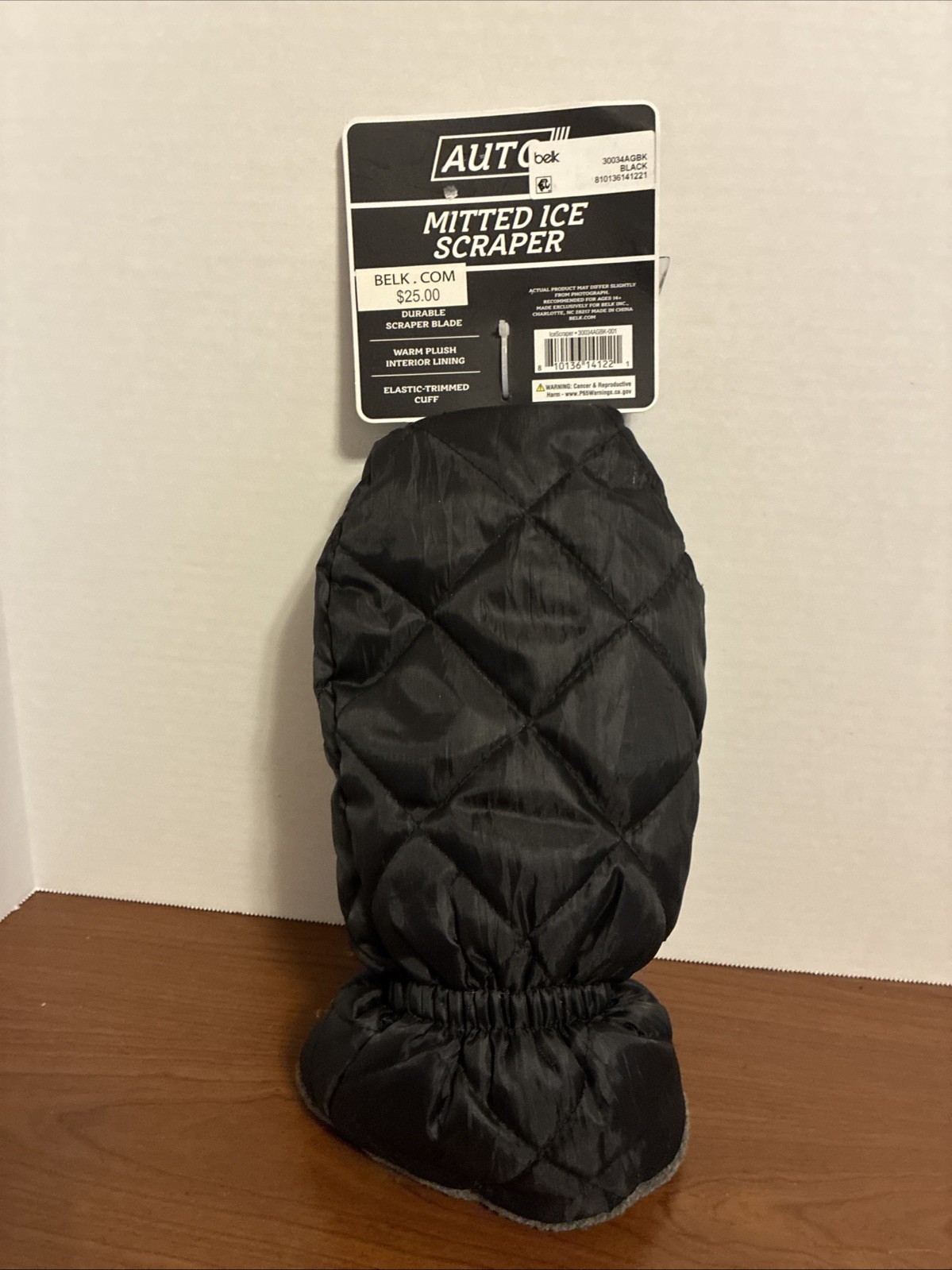 Auto Mitted Ice Scrapper Quilted Nylon Waterproof NWT
