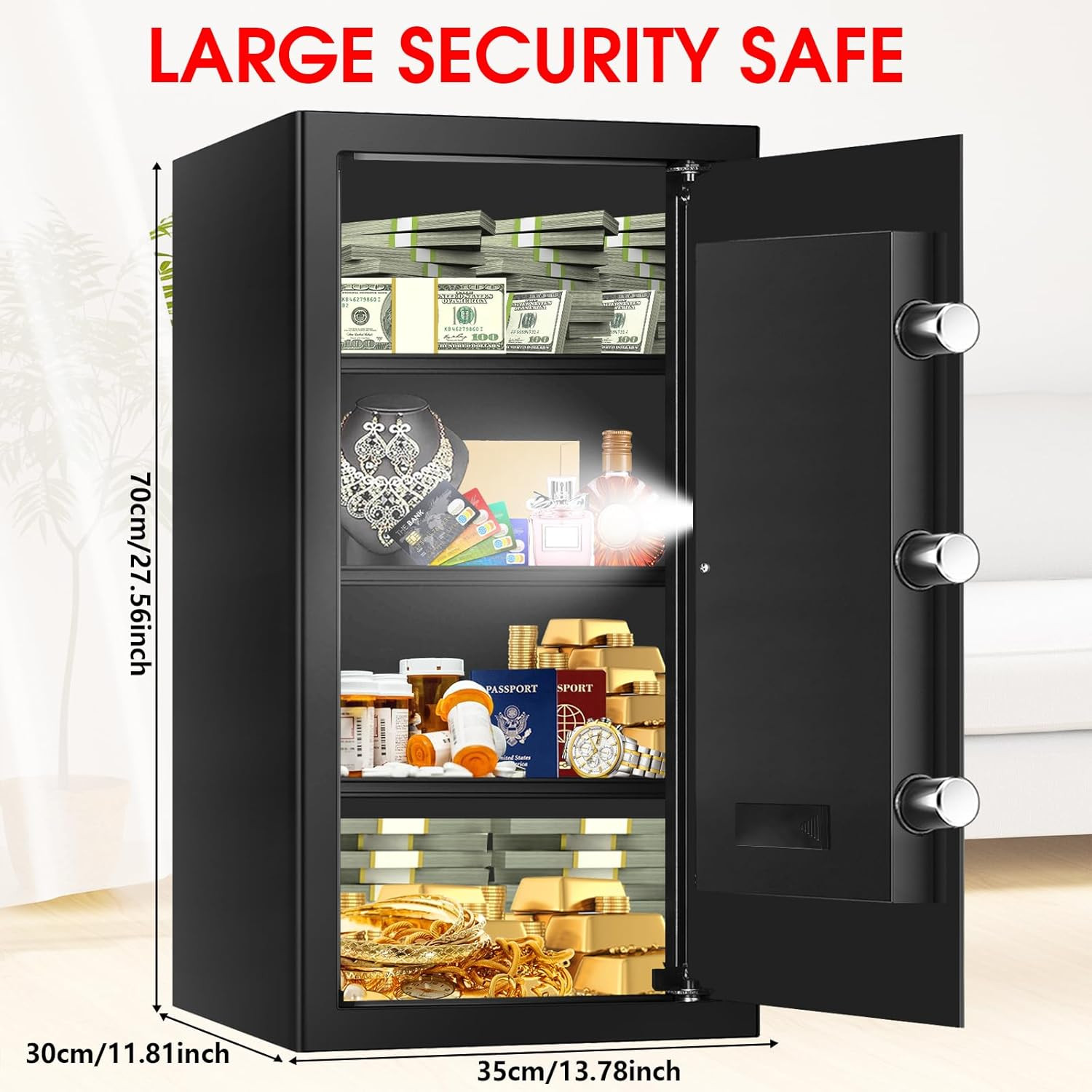 6.0 Cuft Large Fire Proof Safe for Home Documents, Safe Box Fireproof Waterproof