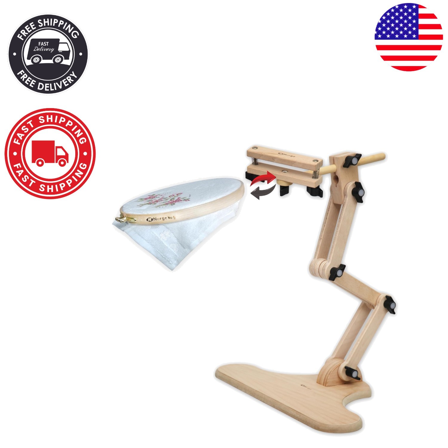 Lightweight Adjustable Embroidery Stand with Swivel Holder for Tapestry Frames