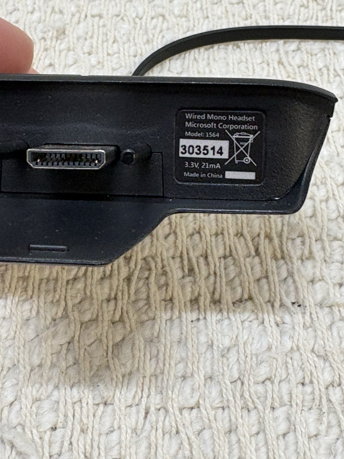 Microsoft Xbox One Wired Mono Headset Mic Microphone Model 1564
