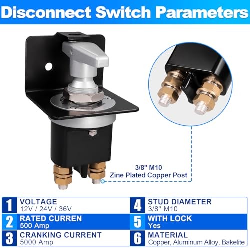 Battery Disconnect Switch 12V 24V 36V with Battery Disconnect Switch with Lock