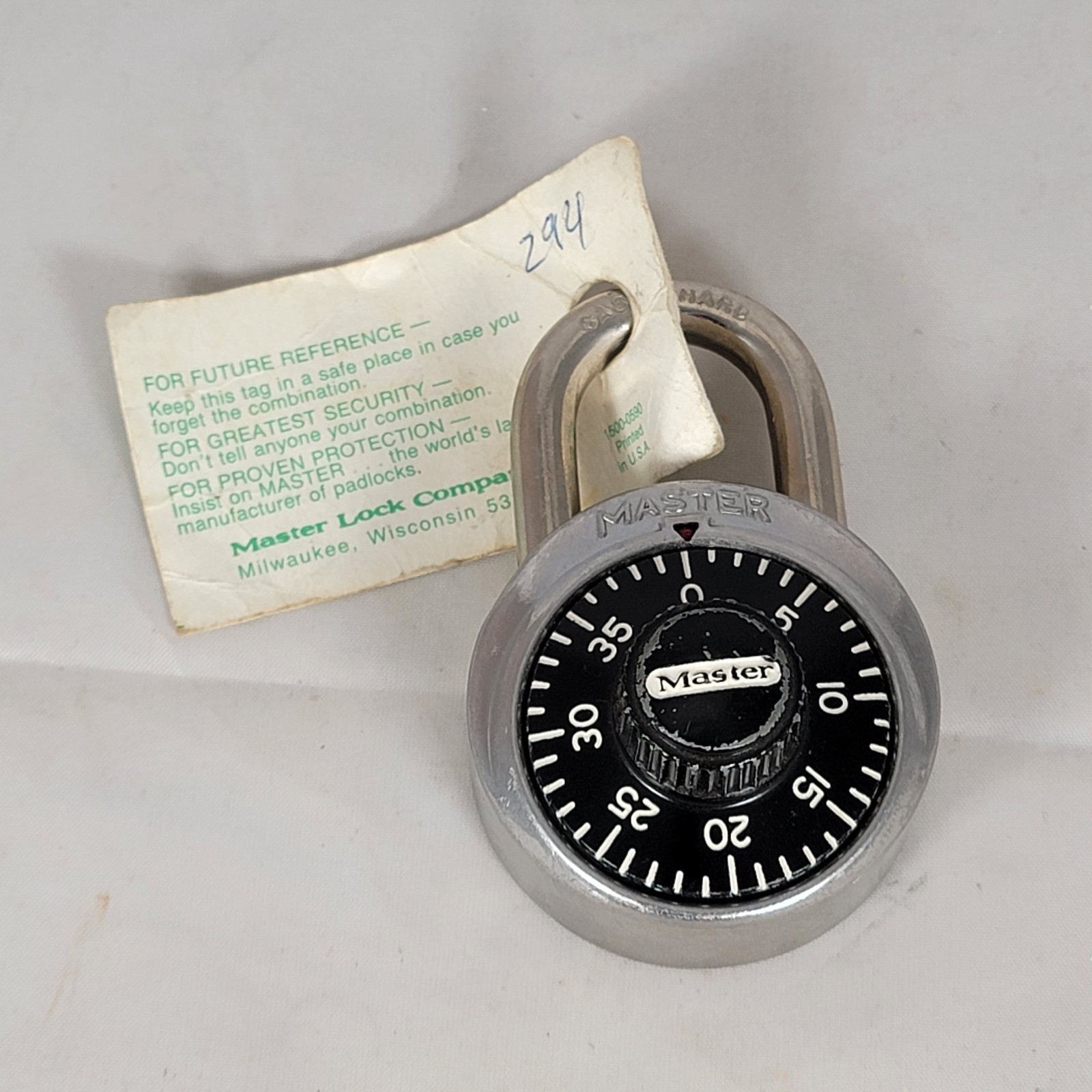 Vintage 1970’s Master Lock Co. No 1500 Padlock with Combination WORKING 3” x 2”