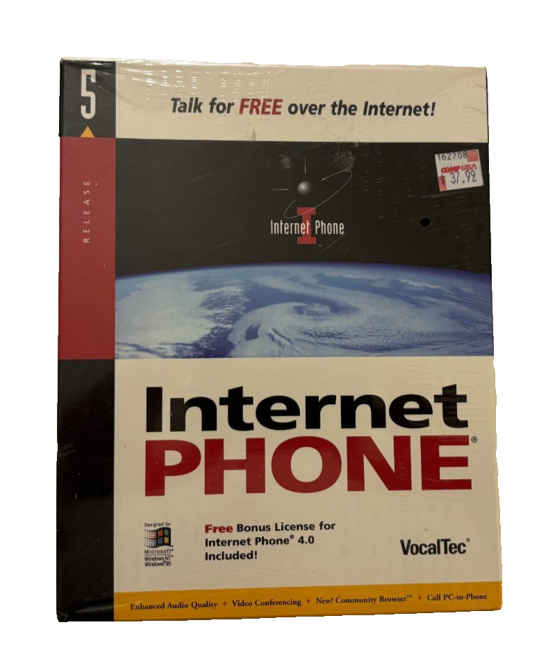 Vocal Tec Internet Phone 5 Vintage 1997 Microsoft Windows 95  New